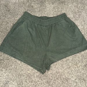 Green suede feel shorts